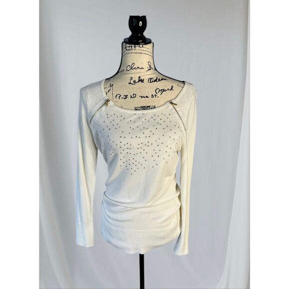 Cache Y2K Sweater Pullover Long Sleeve with Studs and Zipper Detail Women’s Size - Picture 3 of 7